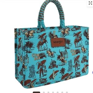 Wrangler Blue Western Print Tote Bag